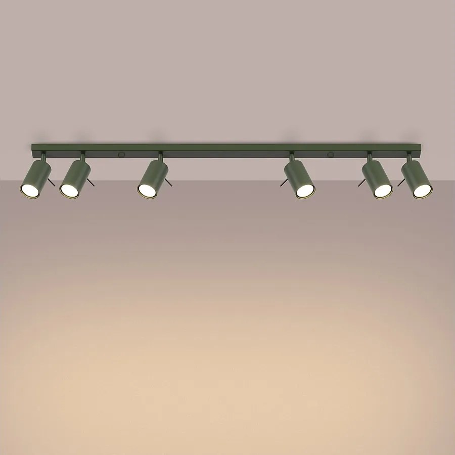 Lampa sufitowa nowoczesny Briix, stal - 6 źródło światła 3000K - L.117 x H.17 cm - zielony oliwkowy