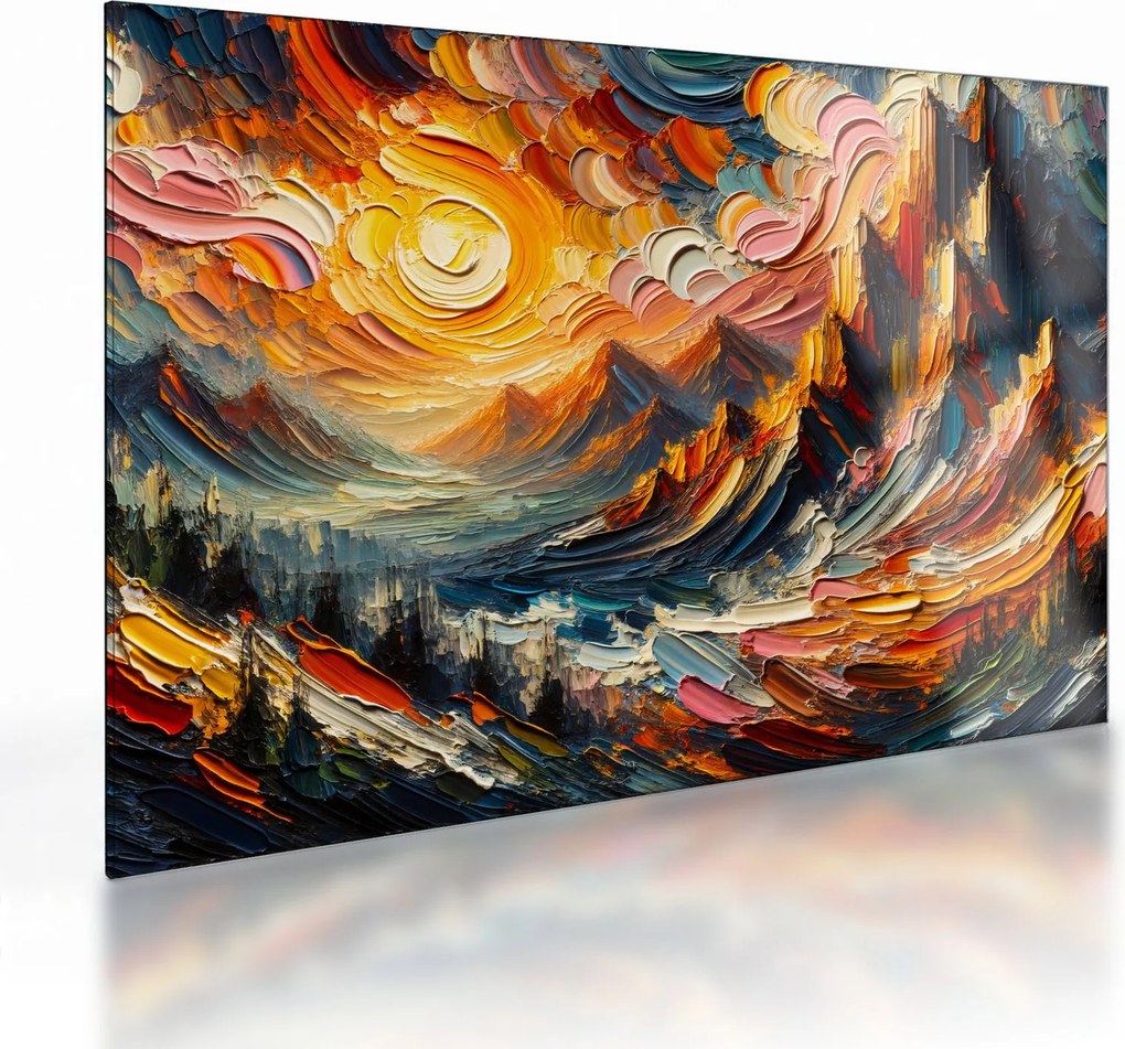 Obraz na szkle - Góry oświetlone słońcem (70x50 cm)