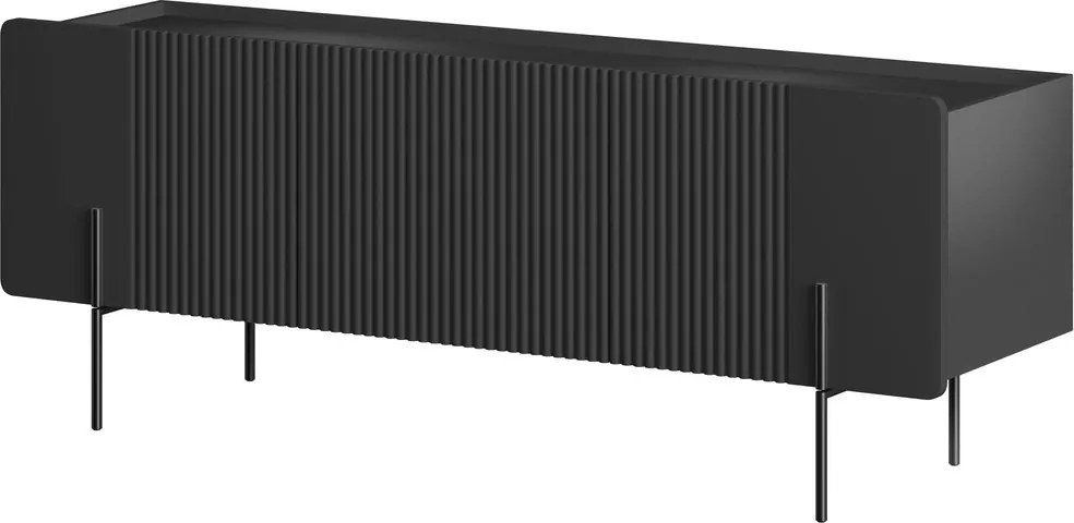 Szafka RTV Malmi 150 cm - czarny mat / czarne nóżki