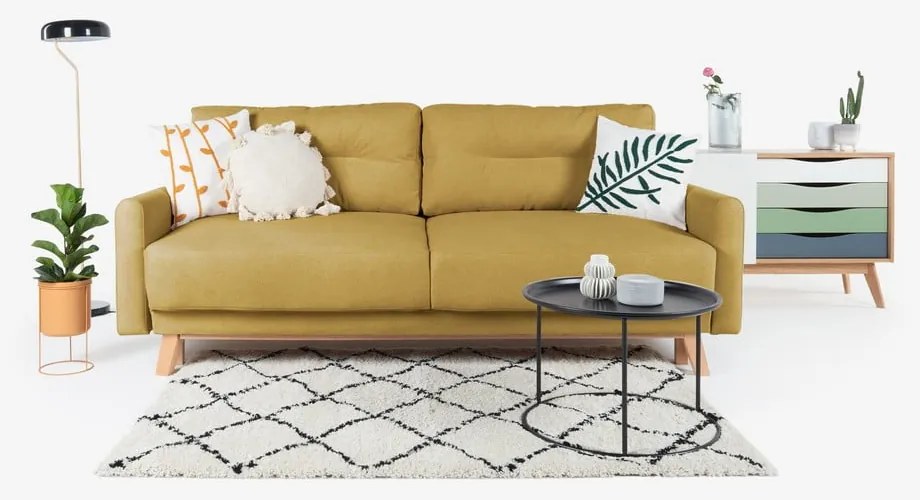 Żółta sofa rozkładana Bonami Selection Pop