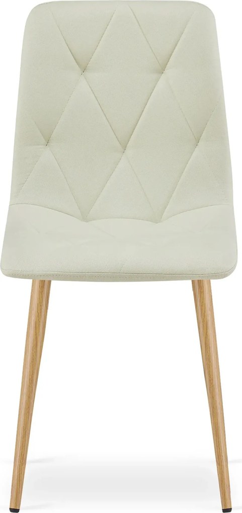 Beżowe pikowane krzesło tapicerowane na metalowych nogach K4-L23