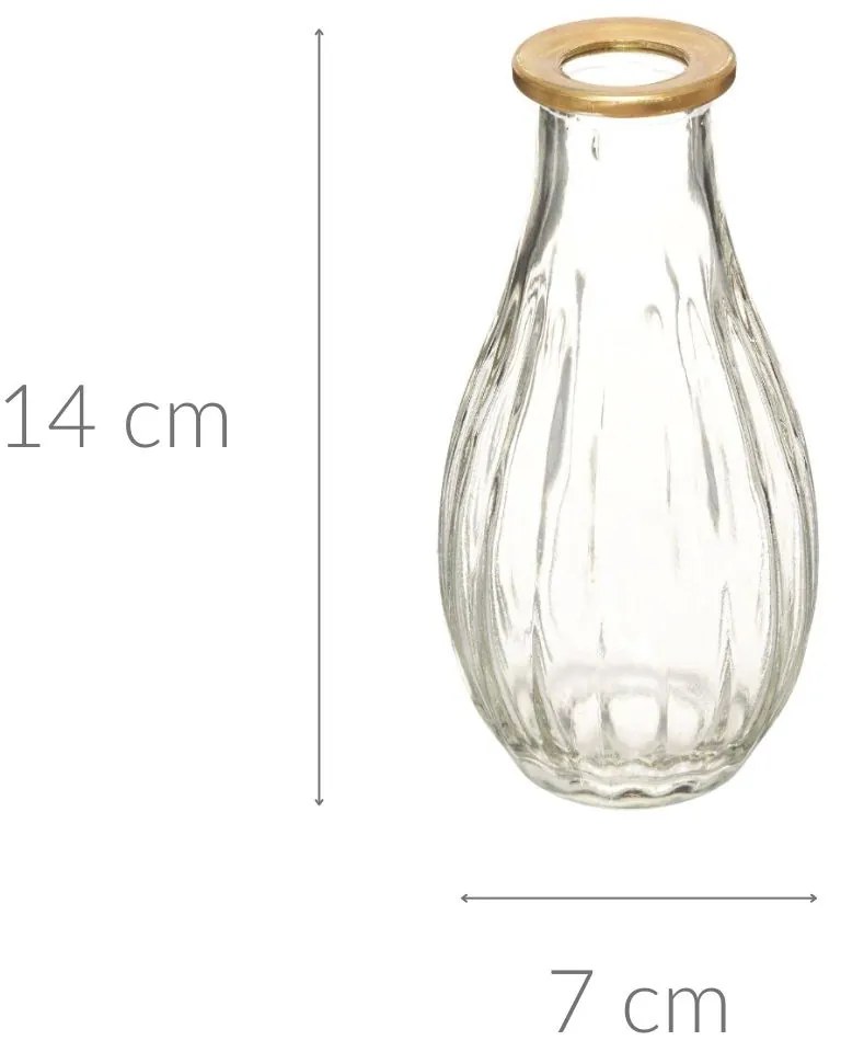 Zestaw 3 szklanych wazoników na jeden kwiat, 14 cm