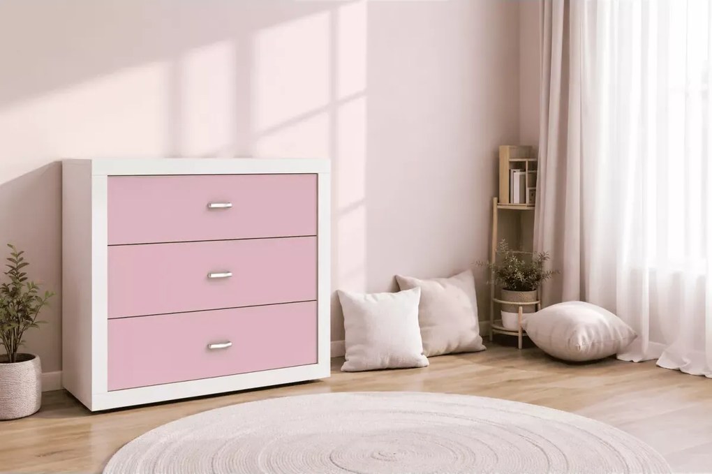 Komoda młodzieżowa Seal 100 cm nowoczesna do pokoju dziecięcego MDF biała i kolorowa