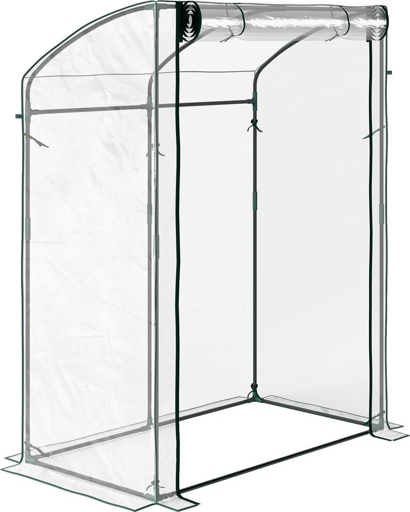 Outsunny Szklarnia z Drzwiami Łukowym Dachem Odporna na Zimę, Szklarnia Foliowa ze Stali 128 x 70 x 170 cm Przezroczysta