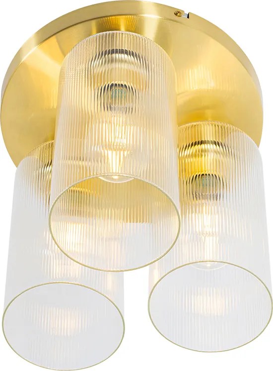 Lampa sufitowa Art Deco złota ze szkłem 3-punktowa - Laura