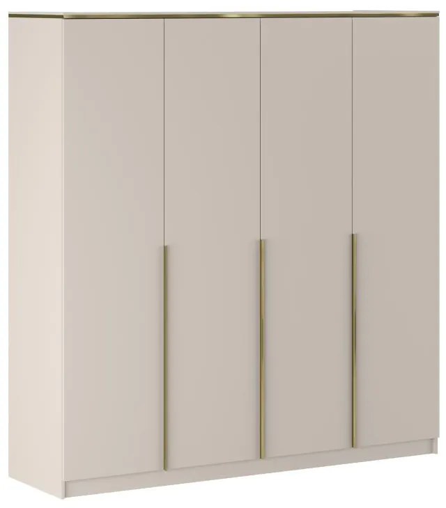 Szafa 4-drzwiowa - szer. 200 cm - Beżowy i złoty - VUKIA marki Pascal Morabito