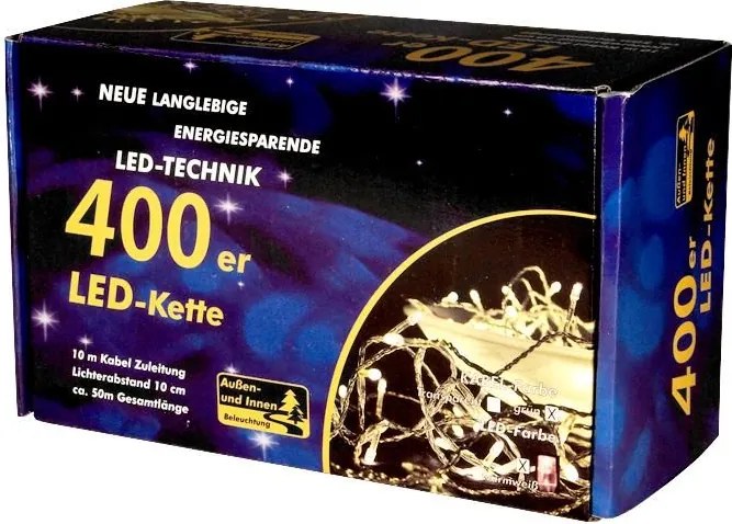 Świąteczny LED łańcuch - 40 m, 400 LED, ciepła biel