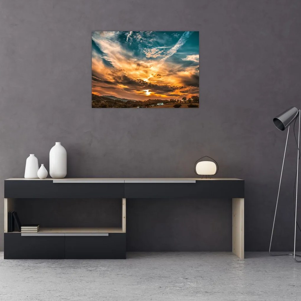 Obraz na szkle - chmury (70x50 cm)