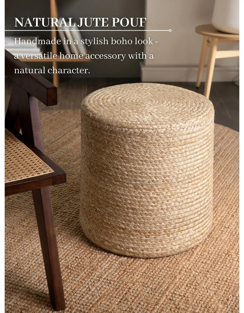 Puf w naturalnym kolorze Jutta Gold – Hanse Home