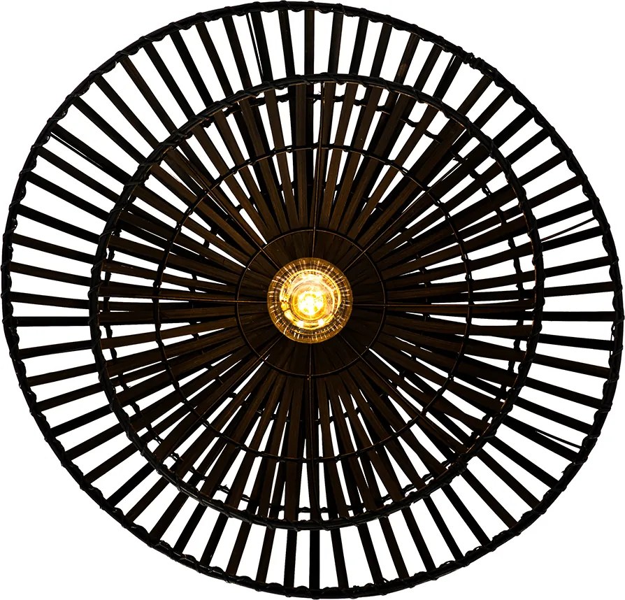Orientalna lampa sufitowa czarna z bambusa 62 cm - Pua