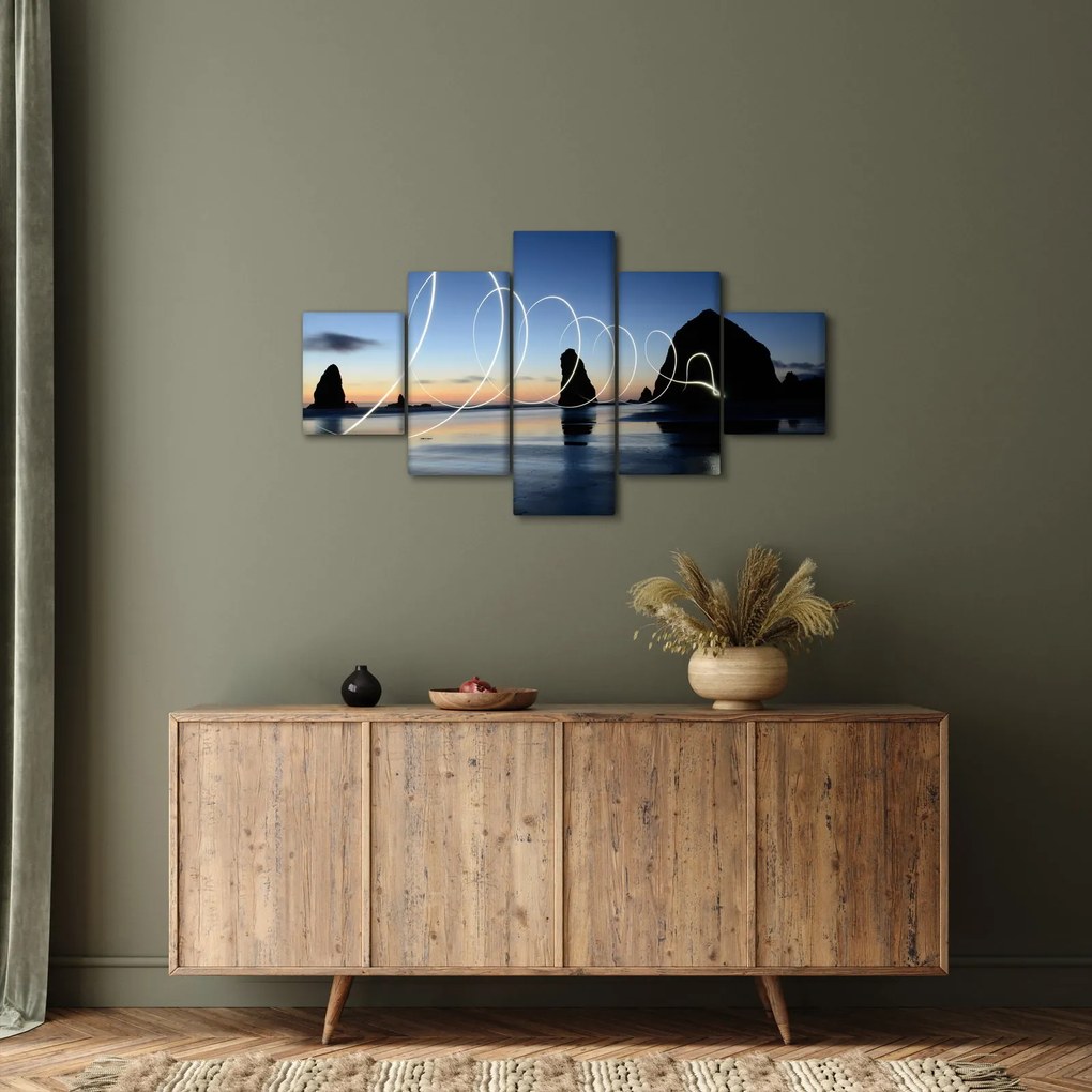 Obraz - plaża o zachodzie słońca (125x70 cm)