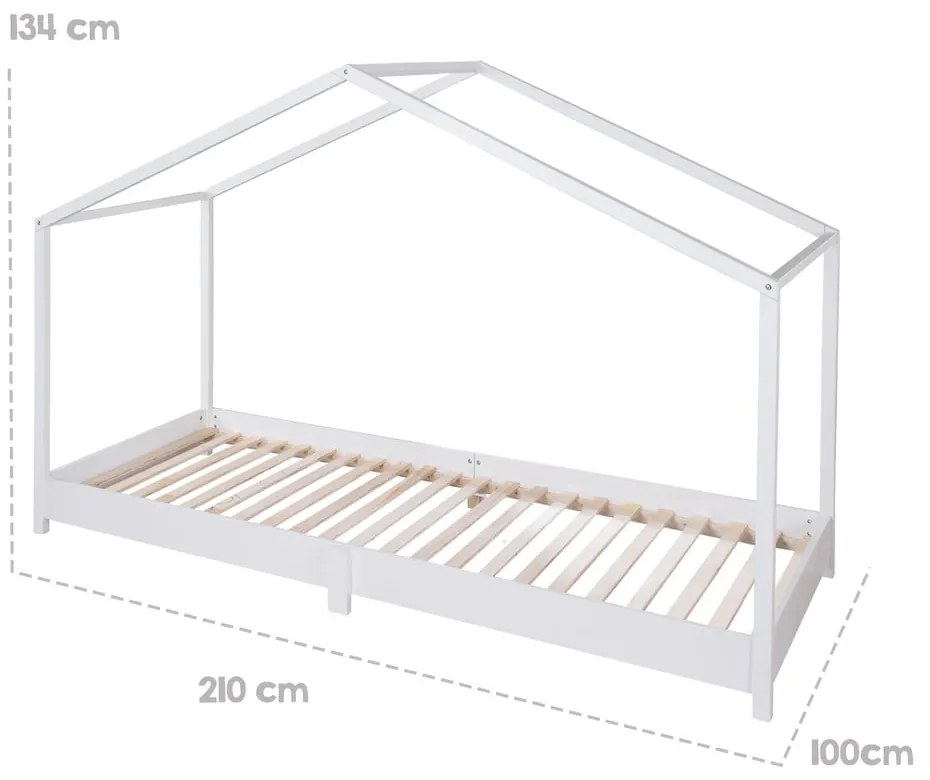 Białe łóżko dziecięce w kształcie domku 90x200 cm Montessori – Roba