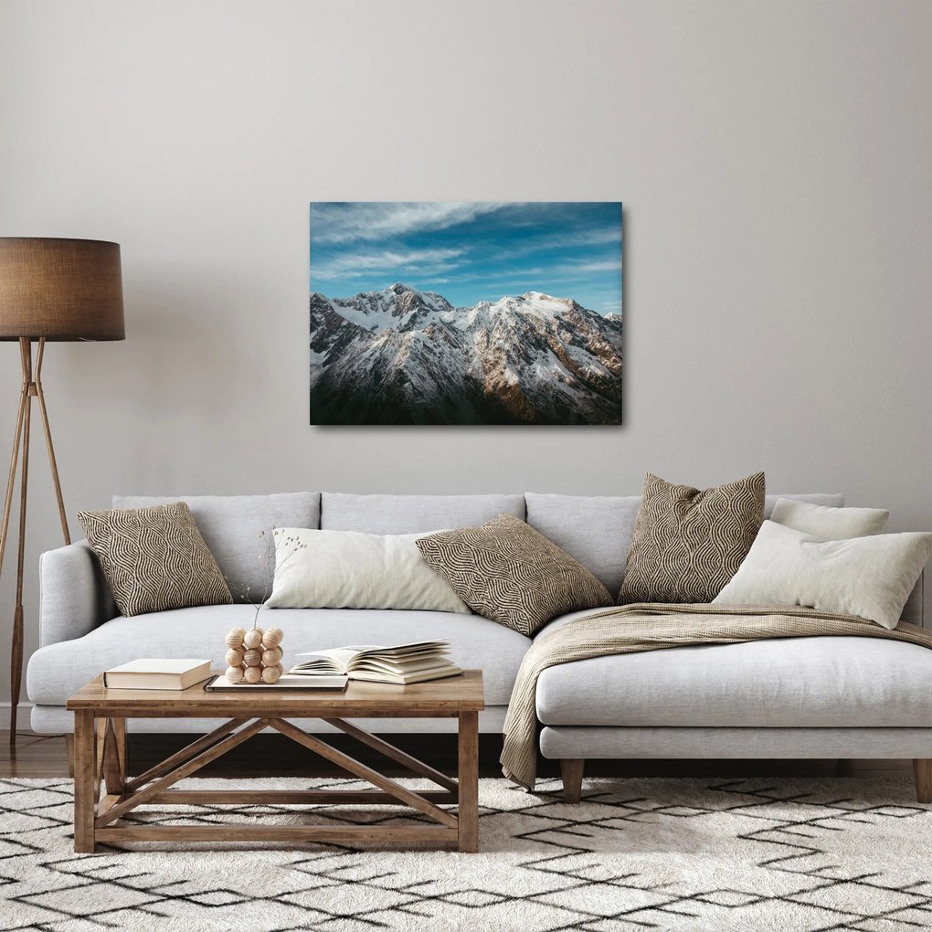 Obraz ośnieżonych szczytów, Fiordland (70x50 cm)
