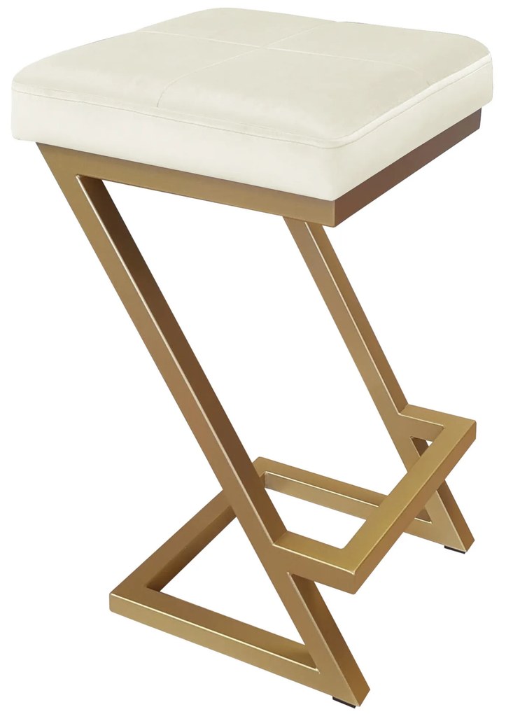 Hoker ZETA krzesło barowe tkanina Welur podstawa metalowa LOFT : Kolor Stelaża - Złoty, Kolor tkaniny - VELVET - MG50