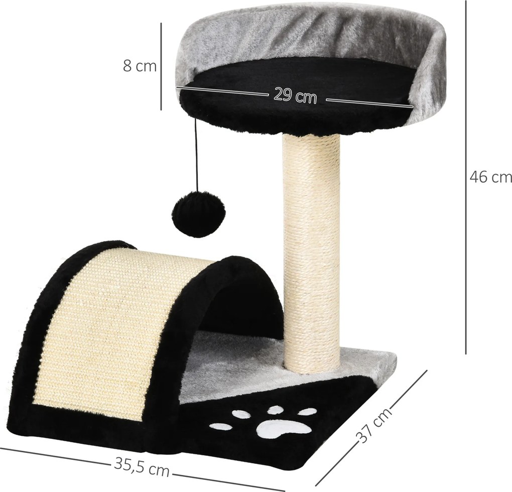 Drapak z piłeczkami do zabawy drapak do ostrzenia pazurów słupek z liny sizalowej kolor beżowy | Aosom.pl