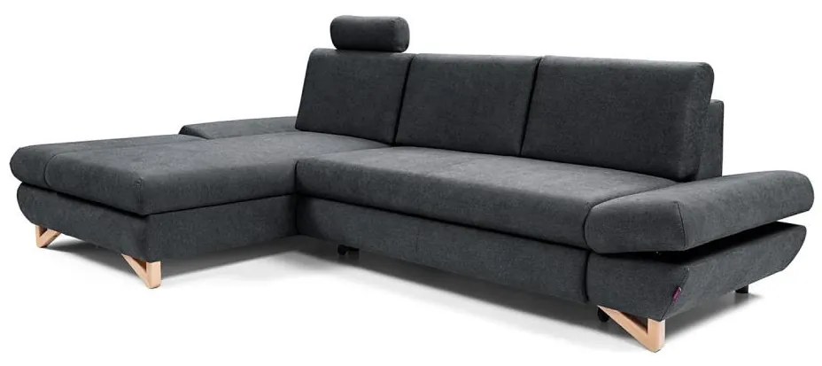 Rozkładany narożnik tapicerowany z pojemnikiem w układzie L AVESTA lewostronny antracyt