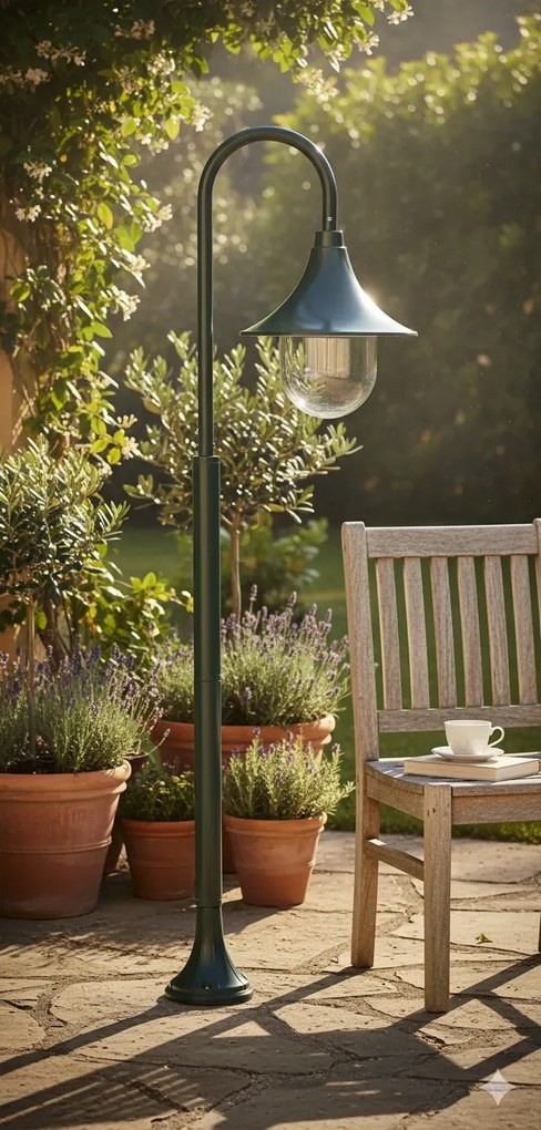 Zielona lampa ogrodowa stojąca słupek - A464 S8-M45