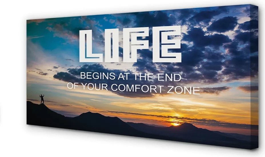 Duży obraz na płótnie Napis o Zachodzie Słońca