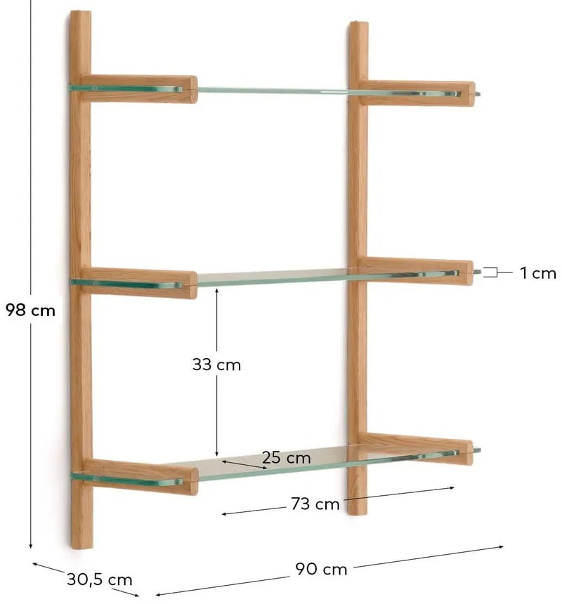 Szklany modułowy system półek w naturalnym kolorze 90x98x30,5 cm Sitra – Kave Home