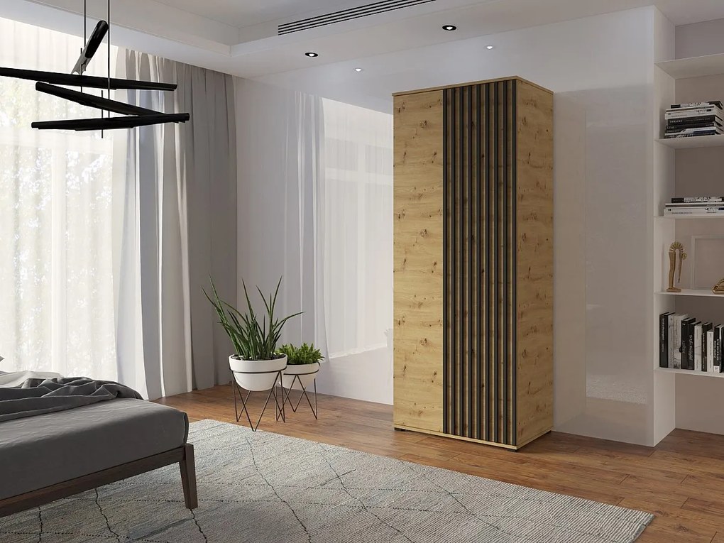 Szafa Otwierana Dwudrzwiowa Z LAMELAMI 80cm x 200cm ARTISAN| Półki + Wieszak