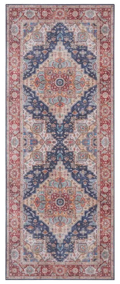 Czerwono-granatowy chodnik Nouristan Sylla, 80x200 cm