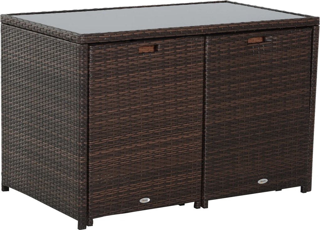 Outsunny Meble Ogrodowe Polirattanowe 5 Części Zestaw Brązowy Khaki Komfort i Styl 120x69x77.5 cm | Aosom PL