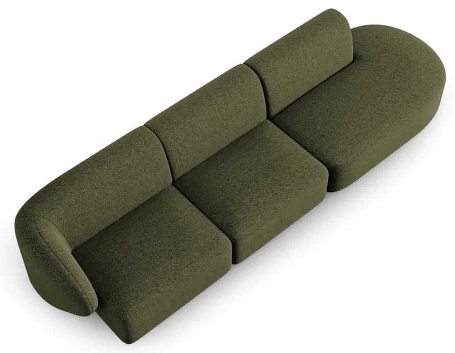 Zielona sofa z tkaniny szenilowej lewostronna 311 cm Paolo – Milo Casa