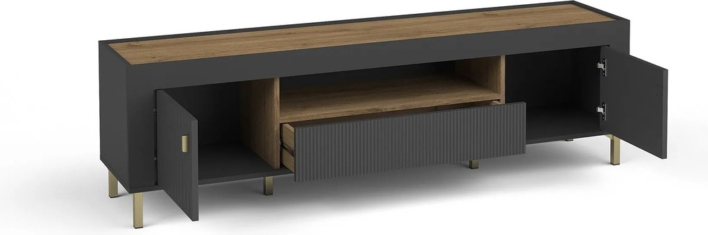 Szafka RTV stojąca ZELOS 177,2 cm do Salonu pod Telewizor 1 Szuflada - Czarny