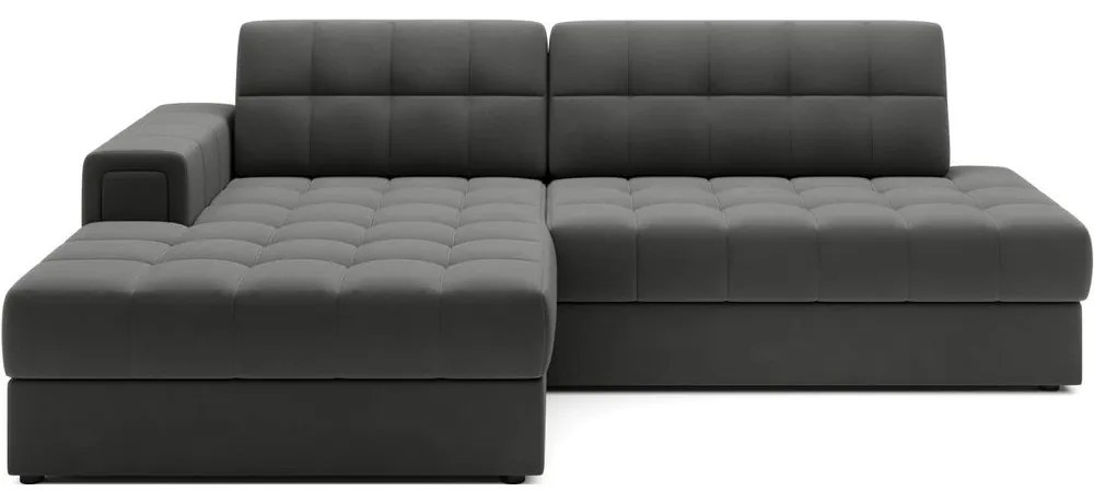 Szarobrązowy aksamitny rozkładany narożnik (lewostronny/z szezlongiem) Blezalt – ELTAP