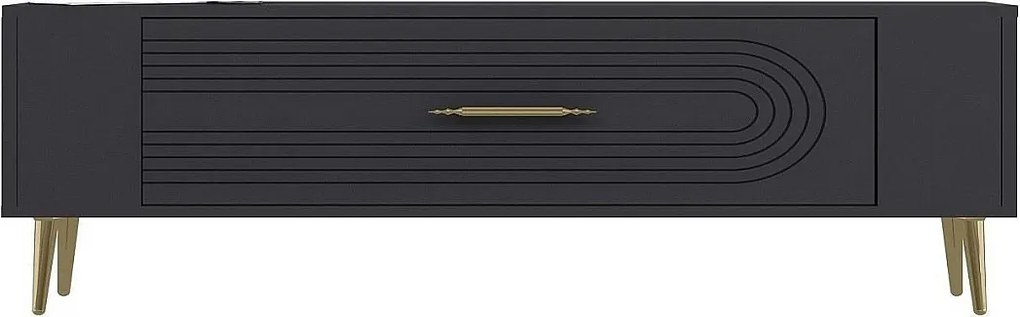 Stojak pod TV – 120 cm x 48,2 cm x 26,4 cm – Antracyt i złoto – Płyta wiórowa