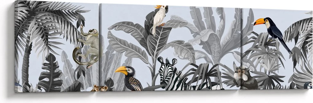 Obraz - Ilustrowana dżungla (170x50 cm)