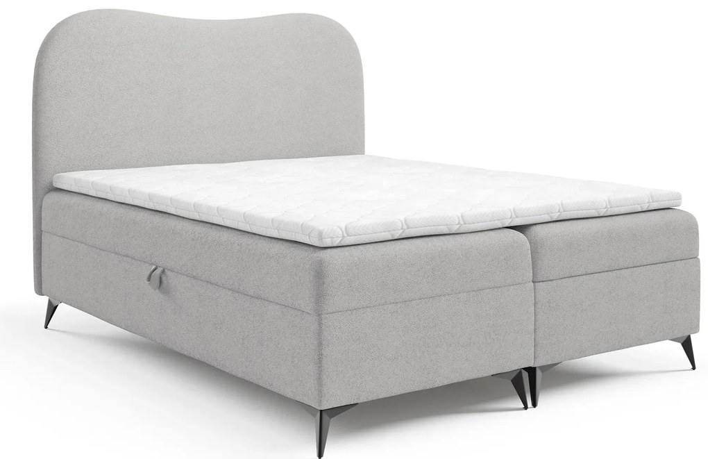 Jasnoszare łóżko kontynentalne 5 rozmiarów R7-L39