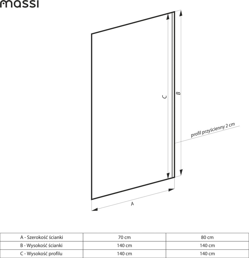 Parawan nawannowy prostokątny MOLIS Classic Clear szkło transparentne | Różne rozmiary : Kolor profili kabiny - czarny, Rozmiar - 70x140 cm