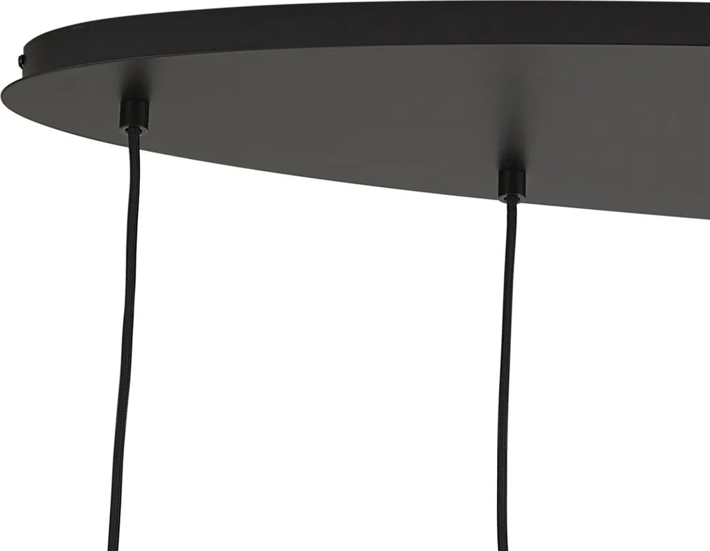 Lampa wisząca czarna z bursztynowym, przydymionym i przezroczystym szkłem, 6-punktowa - Elena