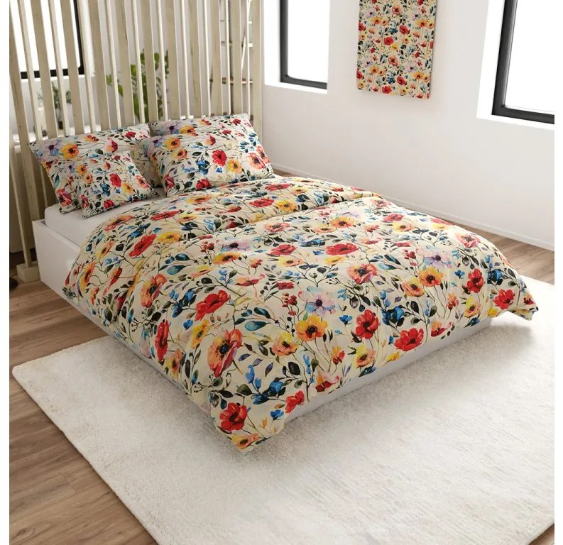 PrzytulneMieszkanie.pl PrzytulneMieszkanie.pl Pościel krepowa FLOREEN kremowa Rozmiar pościeli: 70 x 90 cm | 140 x 200 cm