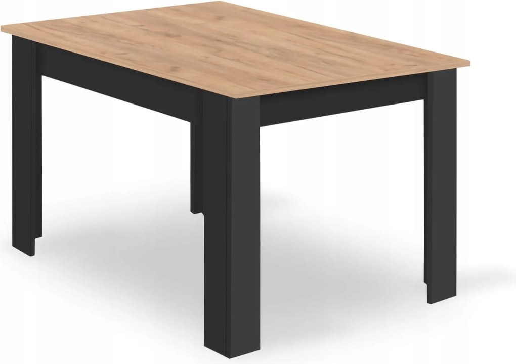 Zestaw stół i 4 krzesła Savio 08, 120x80 cm, dąb craft/czarny, czarne krzesła