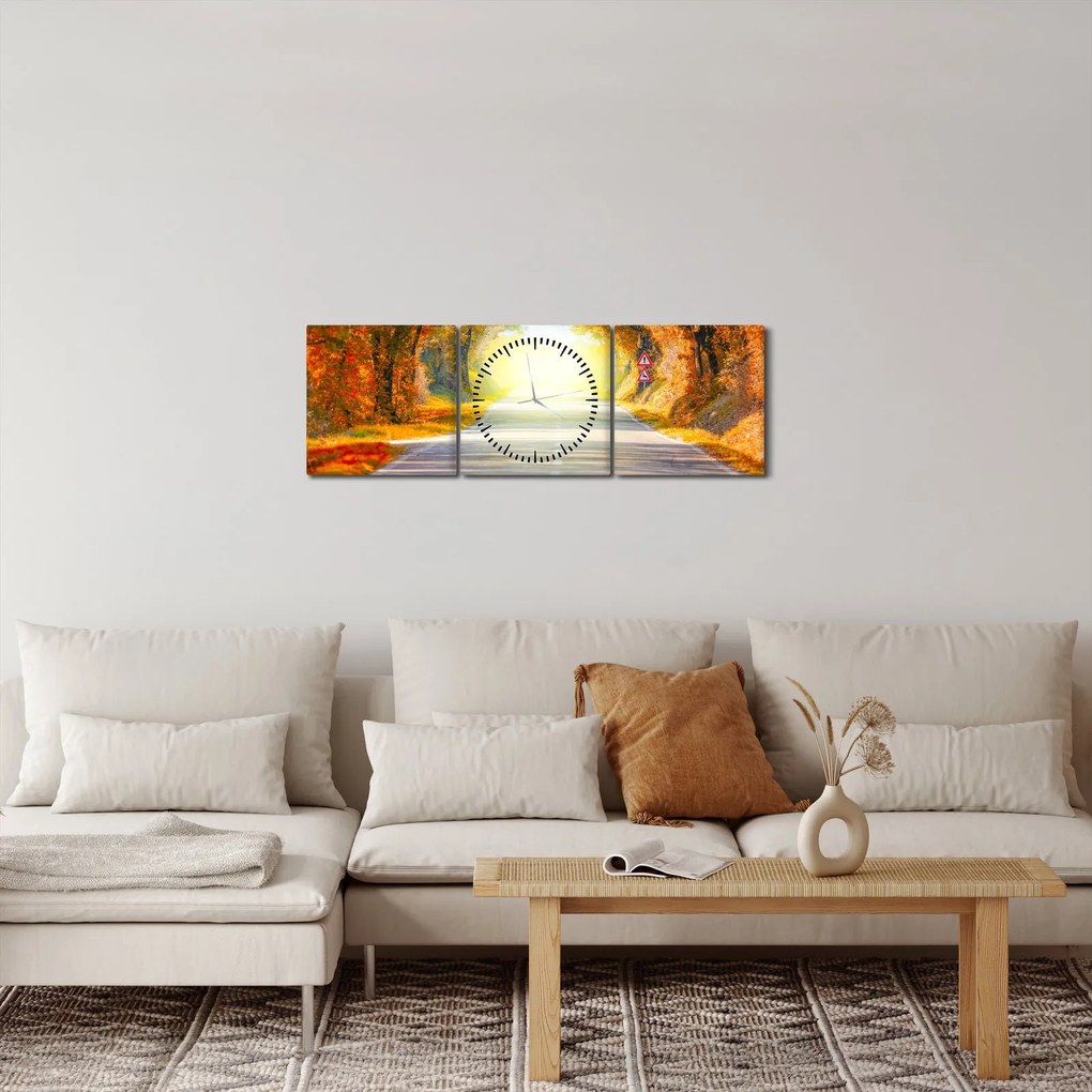 Obraz - Brama wykonana z koron drzew (z zegarem) (90x30 cm)