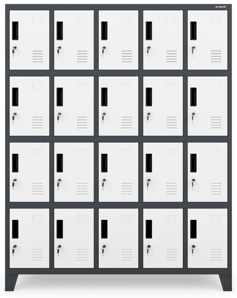 Szafa skrytkowa socjalna BHP antracytowo-biała: ROBERT, 1360 x 1720 x 450 mm