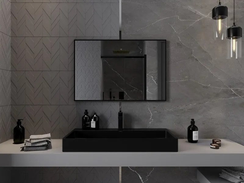 Mexen Loft lustro łazienkowe prostokątne 90 x 60 cm, rama czarna - 9852-090-060-000-70