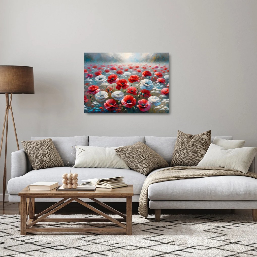 Obraz na szkle - Pole maków (70x50 cm)