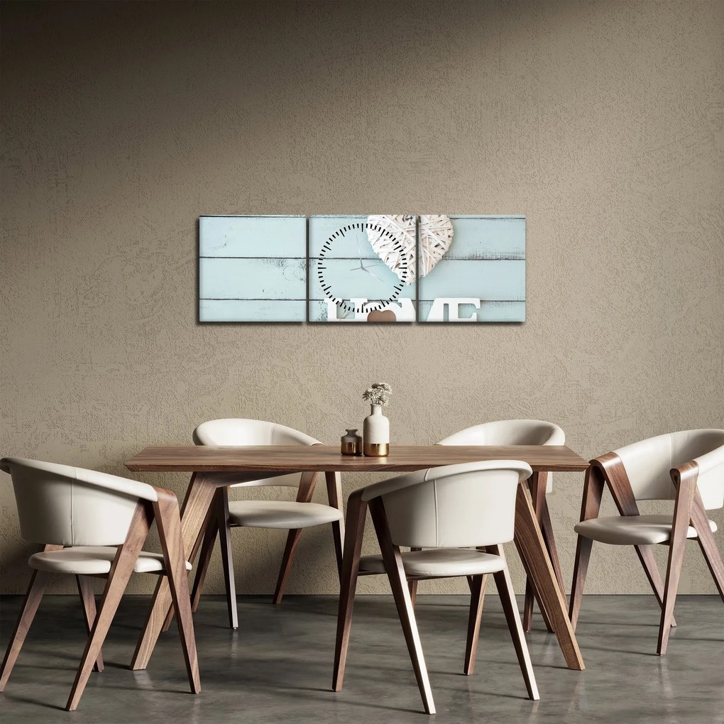 Obraz - I love home (z zegarem) (90x30 cm)