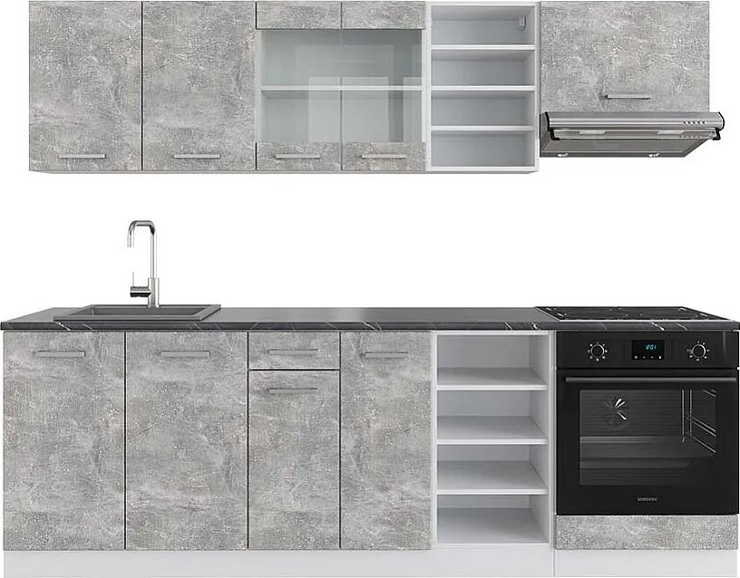 Zabudowa kuchenna beton/biały 240x60x81.6 r-line