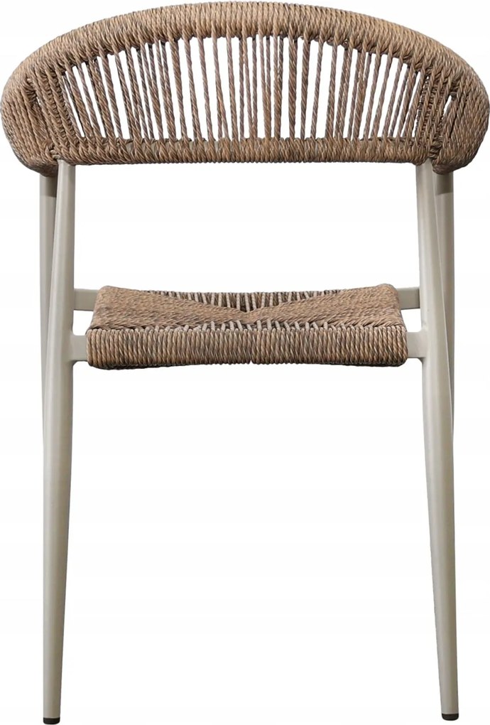 Krzesło Ogrodowe Beżowe 56x60x78 cm Plecione Sznurki Nowoczesne Wytrzymałe