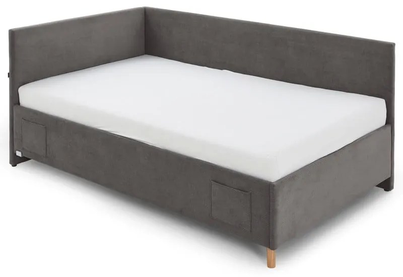 Antracytowe narożne łóżko dziecięce ze schowkiem 140x200 cm Cool – Meise Möbel