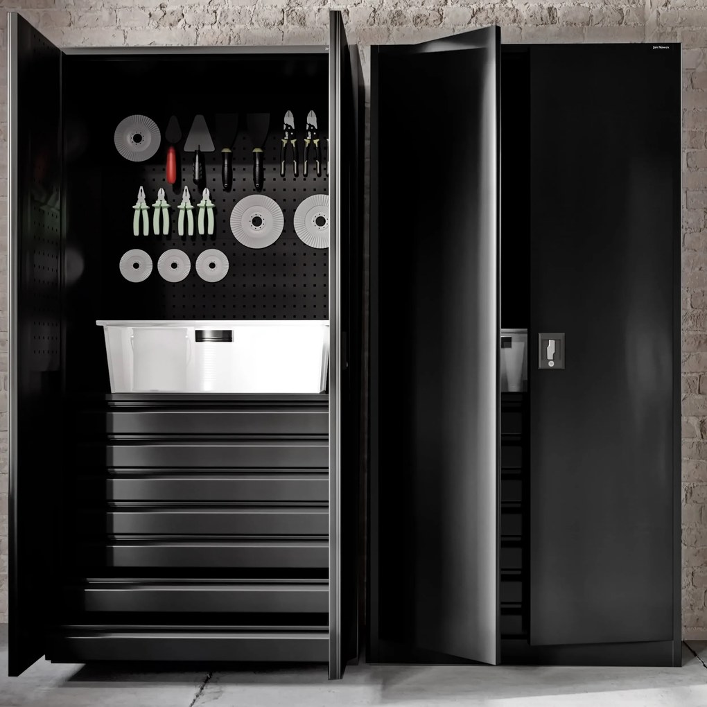 Szafa warsztatowa DAREK, 920 x 1850 x 500 mm, All Black: czarna
