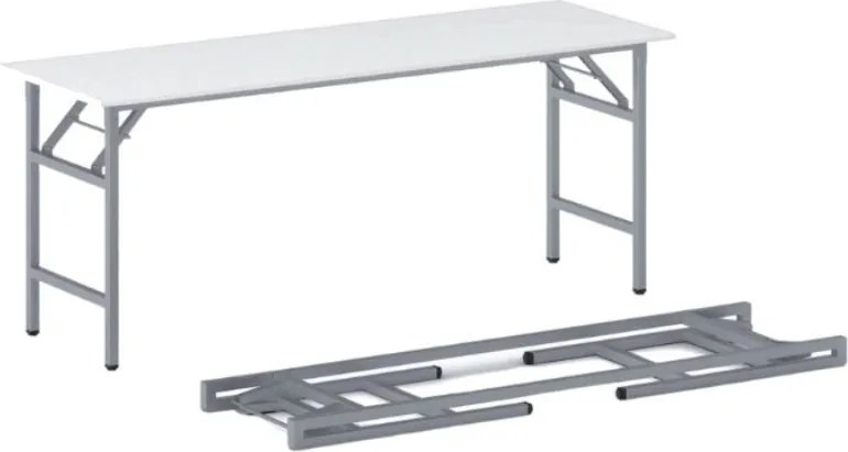 Stół konferencyjny FAST READY, 170x50 cm, szaro-srebrna podstawa, biały
