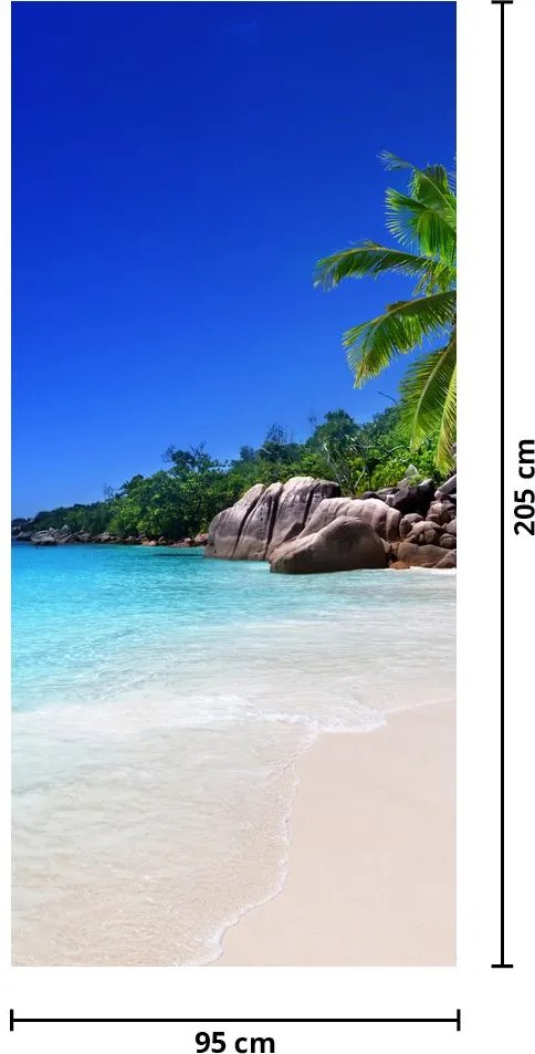 Fototapeta na drzwi - Plaża na wyspie Praslin (95x205cm)