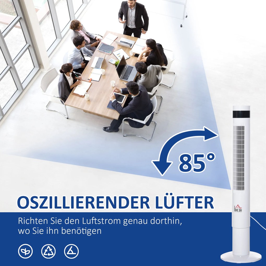 Wentylator kolumnowy 110cm 50W z pilotem oscylacja 85 stopni wydajny stojący czarny | Aosom PL