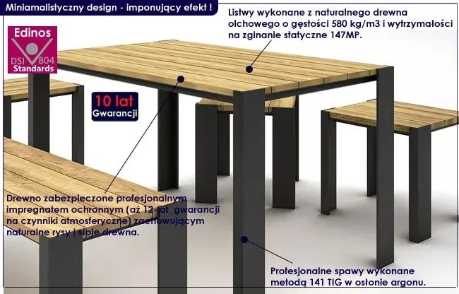 Komplet mebli ogrodowych Redis 150cm - 24 kolory