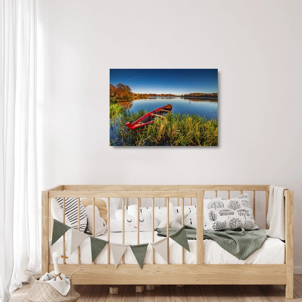 Obraz na szkle czerwonej kropki (70x50 cm)